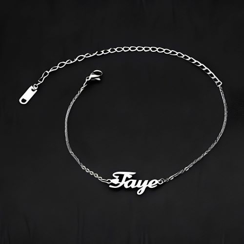 Silver Anklet Bracelet Customized Name Special Font Personalise.