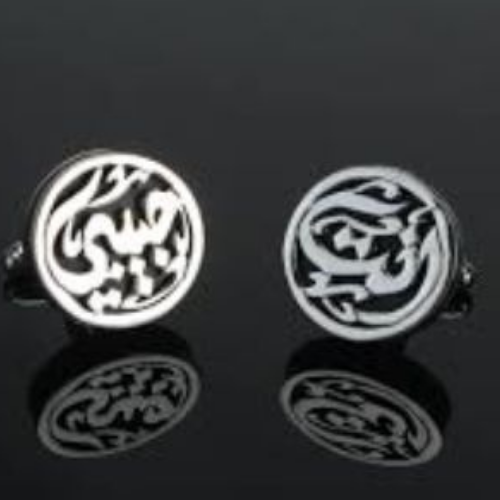 Silver Customized Name or Initials Cufflinks Peronlized Gift for ocassions.  كبك فضة بالاسم  و الخاصة للهدايا المميزة.