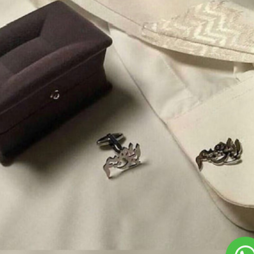 Silver Customized Name or Massege Cufflinks Peronlized Gift for ocassions.  كبك فضة بالاسم  و الخاصة للهدايا المميزة.