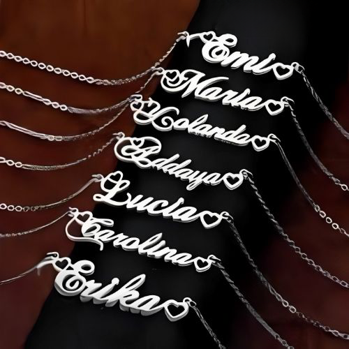 Silver Heart Customized  Name Various Fonts Designs pendant.