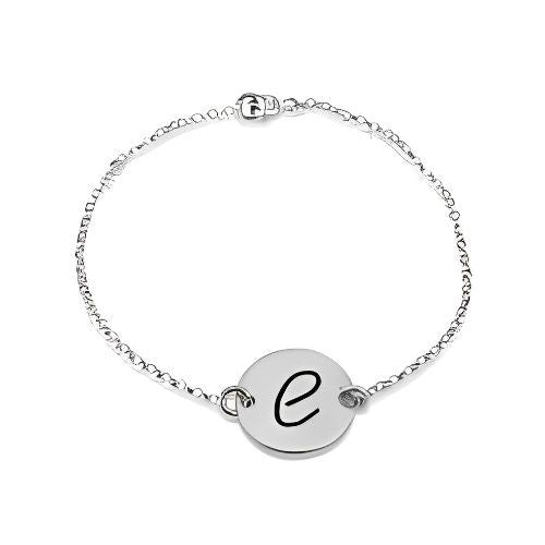 Silver Initial Custom Anklet Bracelet Circle Shape ingraved Letter.