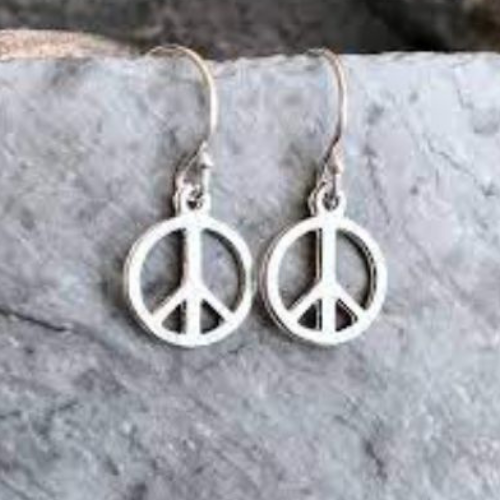 Silver Peace Design  Earings for ocassions birthday, Valentines, Mom and all gifts.