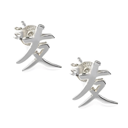 Silver Studs Earrings Chinese Font Customized Name Personalized Name Studs earrings