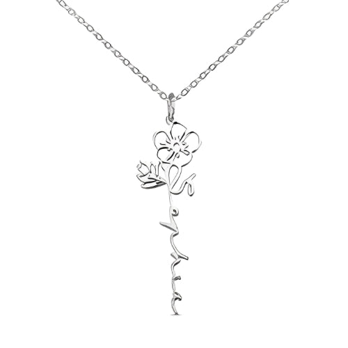 Sliver Flower Customized Name Pendant.