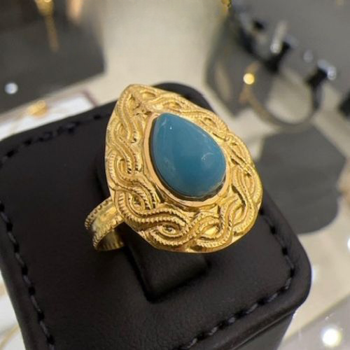 Special Arabic Design Gold Ring with colored stones  jewelry. Suitable for wedding, Egagement, Valentines and special ocassions.$210