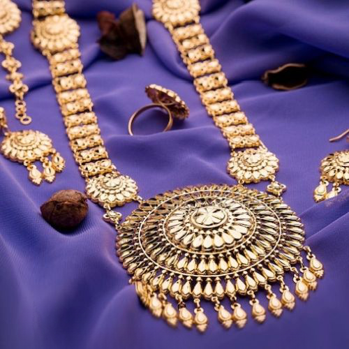 Special Arabic  Design Gold SET Medium size Necklace bracelet Earrings & ring jewelry Birthday, wedding, engagement, Valen - Copy
