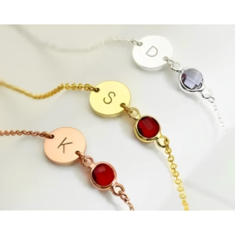 Special Circle Design with initials Designed With Stone Gold Plated Bracelet