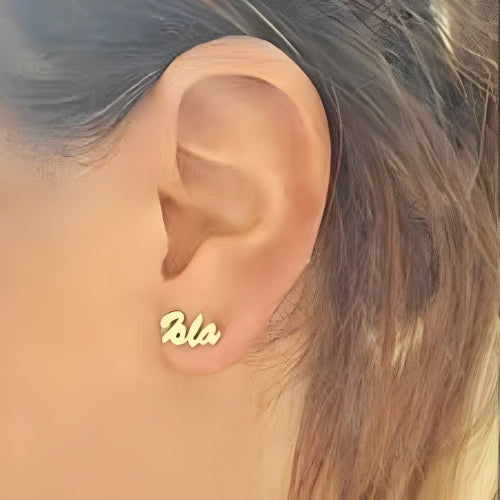 Specila Fonts Straight Design Best Quality Beautiful Design Customized Name Stud Gold Earrings.jpg