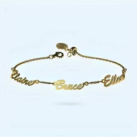 Three Names Customized Name Gold Plated Bracelet