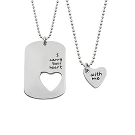 Two-pieces-Fit-Heart-Rectangle-Shape-Silver-Men-Women-Customized-Quote-2 pendants.