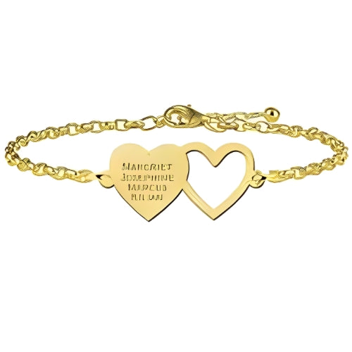 Two Heart Shape Braclet with Ingraved writing