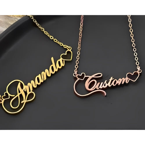 Two Heart Various Designs  Personalized Name Necklace.