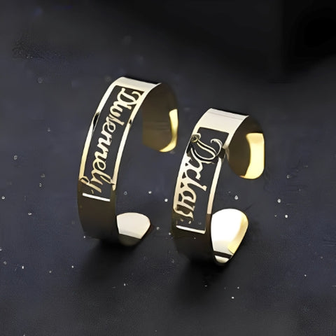 Two Lines Special Design Customized  Name Gold Plated Bracelet Bangle