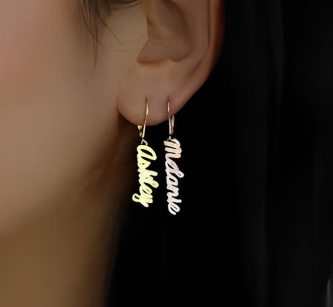 Two Name Customized Dangling Earings of High Quality Gold Plated.