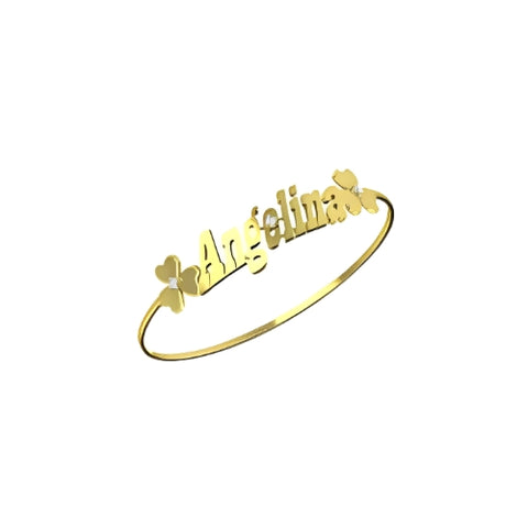 Two Side Flower Design Customized Name braclet Gold Plated Beautiful Personalised Bracelet