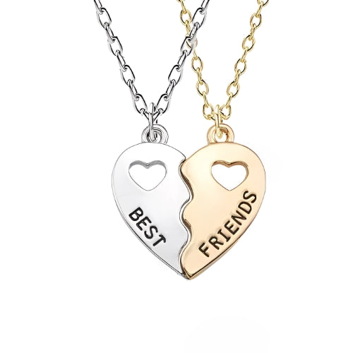 Two pieces-Couples-Men-Silver-Women-Gold-Gift-Customized-Name-Personalised-Jewel-Half Heart-2 Necklace