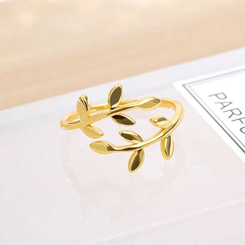 Olive Tree Open Ring for Women Adjustable Knuckle Finger Ring Fashion Charm Jewelry Engagement Party Gifts