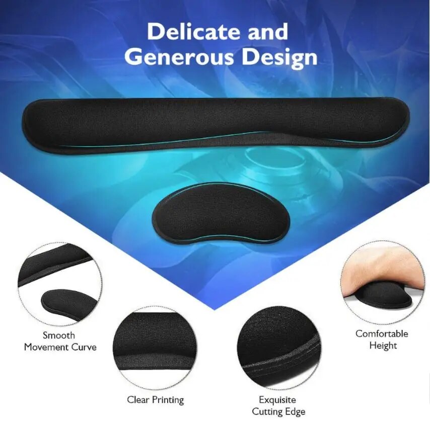 Desktop Anti Slip Black Gel Wrist Rest Support Comfort Pad for PC Computer Gaming Keyboard Raised Platform Hands for Home Office