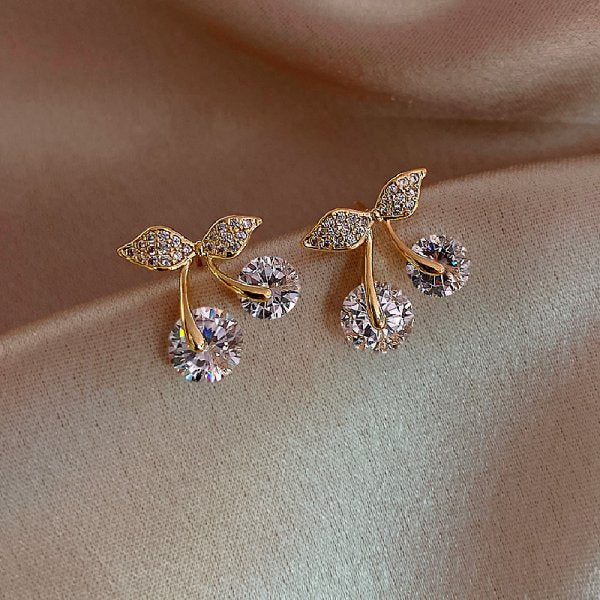 New Korea Sweet Cute Flower Crystal Temperament Geometric Shiny Zircon Earrings Statement Earrings for Women Girl Pendientes