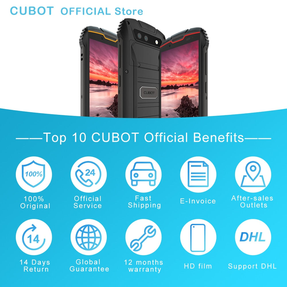 Cubot KingKong MINI2 Rugged Phone 4" QHD+ Screen Waterproof 4G LTE Dual-SIM Android 10 3GB+32GB 13MP Camera MINI Phone Face ID