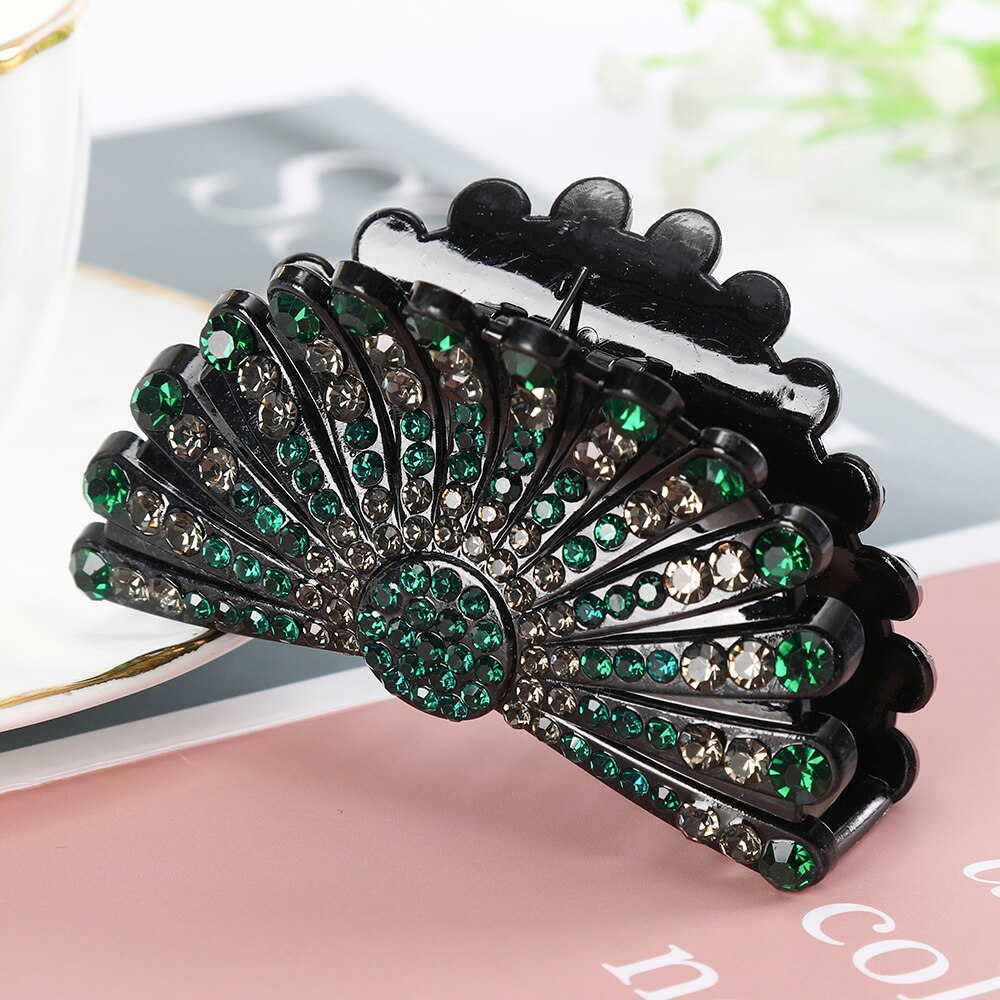 AWAYTR Large Size Women Vintage Rhinestone Hair Claw Crab Clips Crystal Clamps Hairpin Bow Knot Hair Clip Hair Accessories Girls