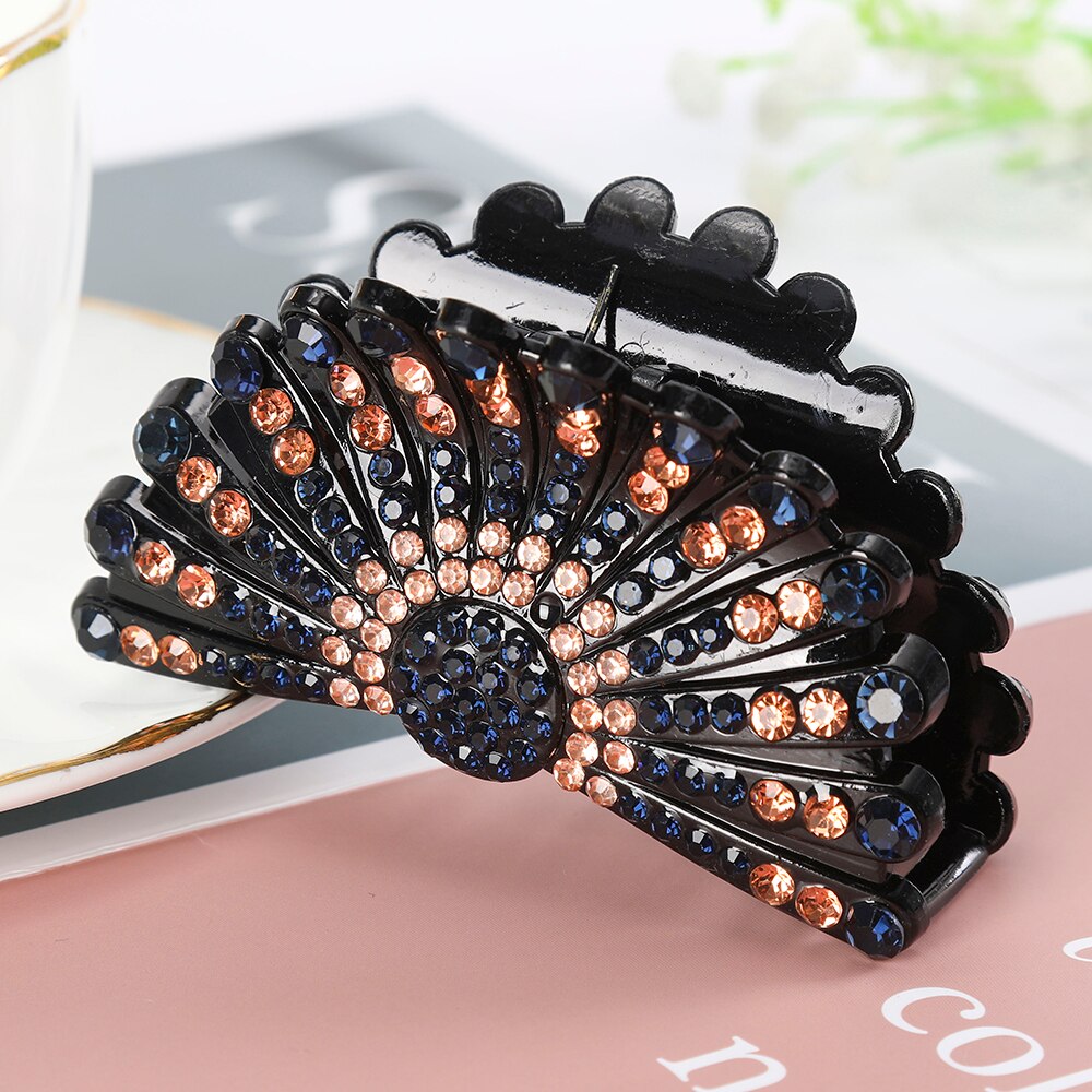 AWAYTR Large Size Women Vintage Rhinestone Hair Claw Crab Clips Crystal Clamps Hairpin Bow Knot Hair Clip Hair Accessories Girls