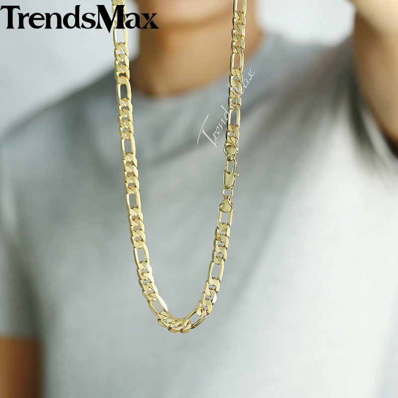 Men's Necklace 6MM Punk  Gold Color Figaro Link Chain for Men Women Jewelry Wholesale Dropshipping 18-32&quot; GN18