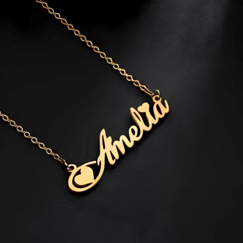 AALIA JEWELRIES Unique Design Heart Gold Customized Name Pendant Design jewelry....