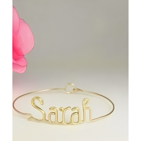 Unique Font Customized Name Gold Plated Braclet Bangle