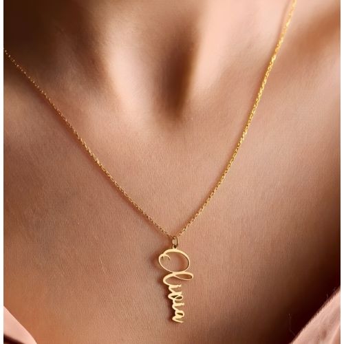 Vertical Name & letters custmised.  name necklace.