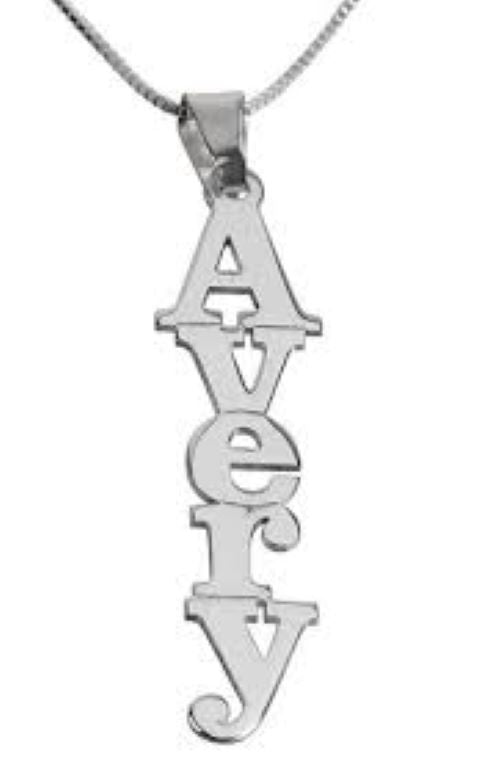 Crown Vertical Name customized SpecialFont Personalized pendant.