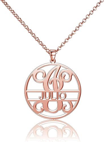 AALIA JEWELRIES Jayden Necklace Collections - Personalized Monogrammed Circle Pendant with Customized Nameplate. Circle Shape Initial Custom Name Necklace Custom Jewelry silver.