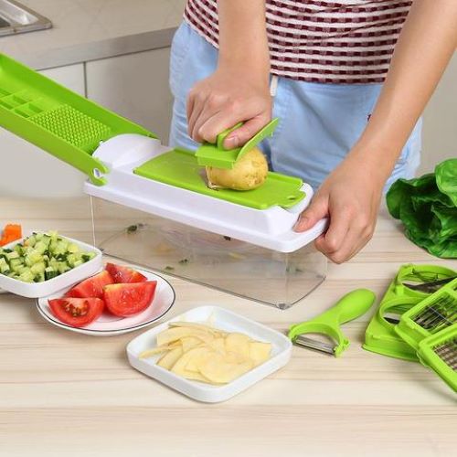 Vegetable Chopper 12 in 1 Slicer Cutter Chopper and Grater Vegetable Slicer Cheese Slicer Onion Chopper Blue