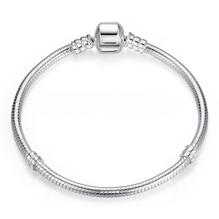 Exquisite BISAER ECB029 Classic Round Link Bracelet - 925 Sterling Silver with AAA Zircon - Certified Fine Jewelry for Women