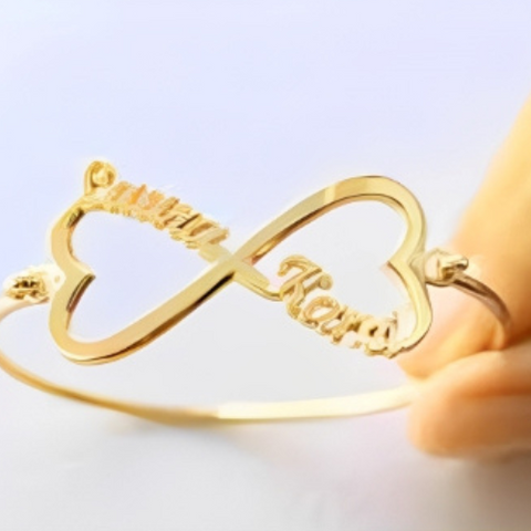 Infinity Design Two to Four Customized Name Gold Plated Bracelet