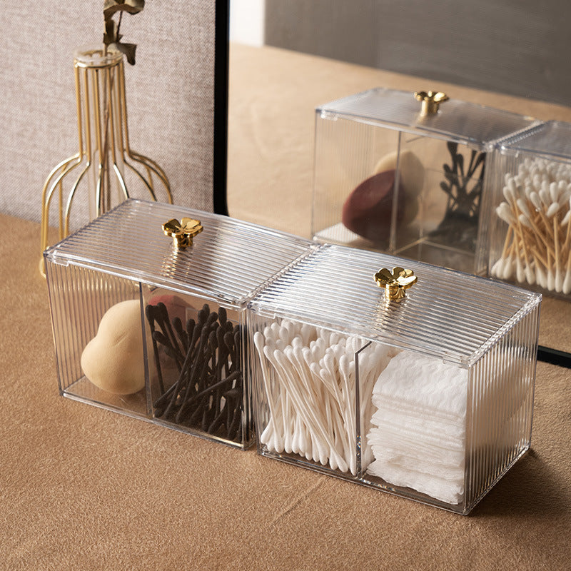 Transparent Cosmetic Cotton Organizer Box With Lid