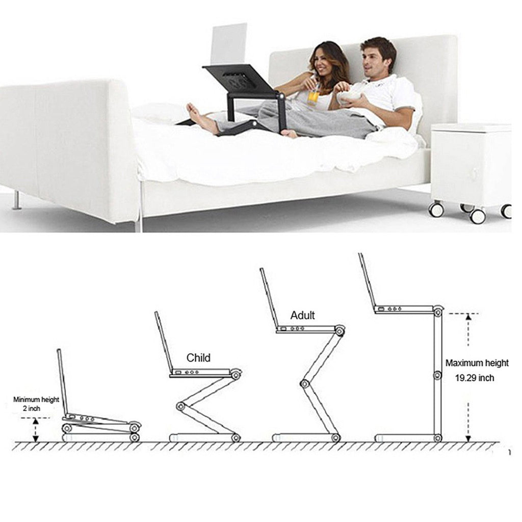 Adjustable Folding Laptop Netbook Computer Office Table Desk Stand Tray Bed Sofa