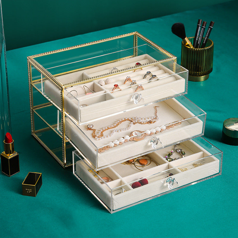 Glass Storage Transparent Multi-layer Jewelry Box