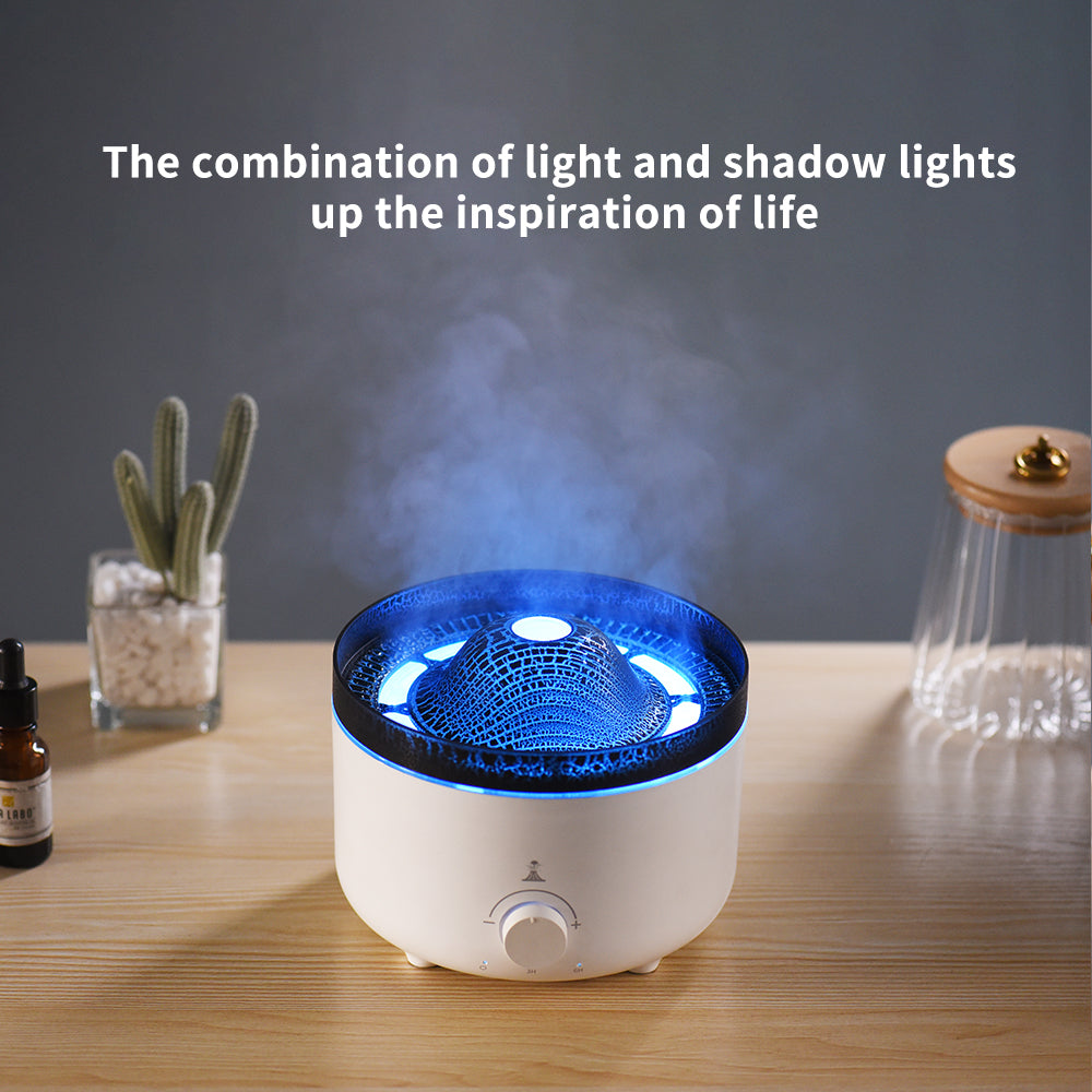 Fire Volcano Humidifier and Air Diffuser. Portable Flame Essential Oil Aroma Mini Volcanic