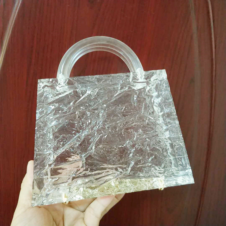 Transparent acrylic ice cracked box bag