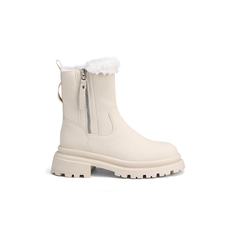 Snow Boots With Thick Soles And Raised Side Zippers