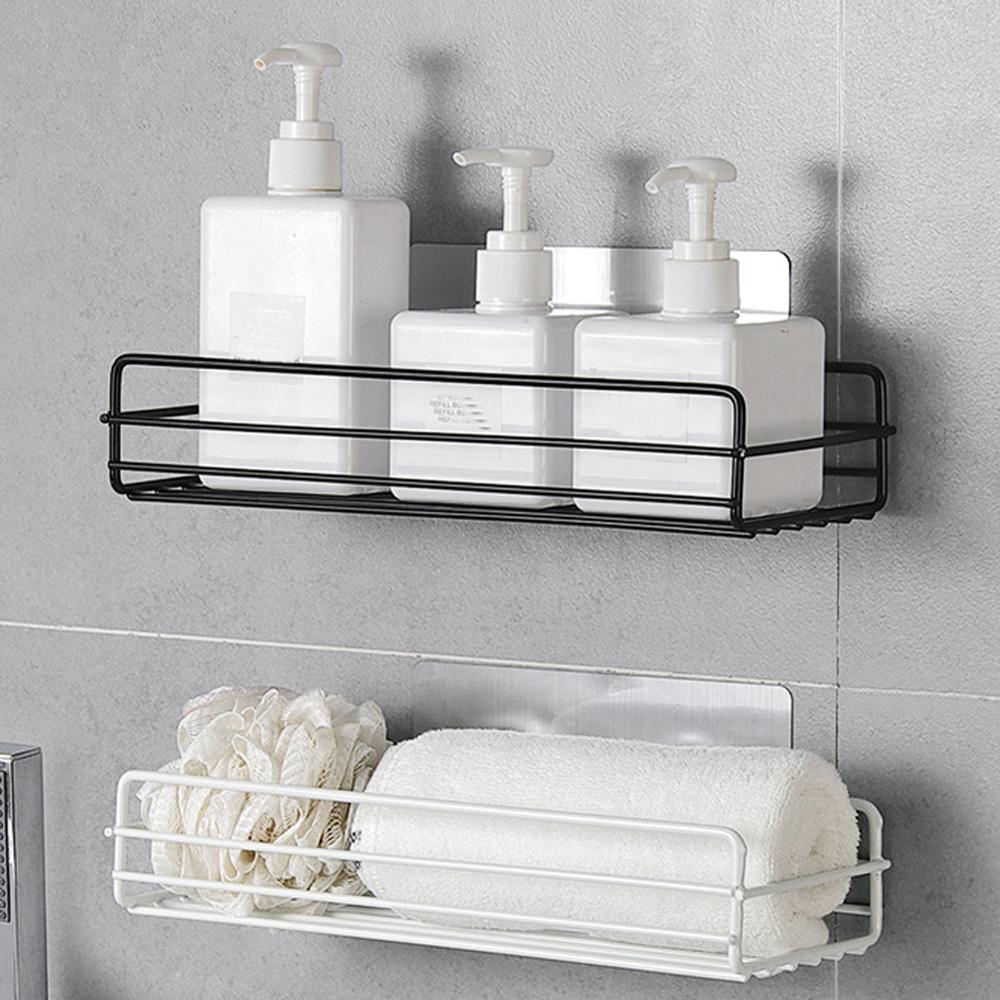 Punch-free bathroom shelf