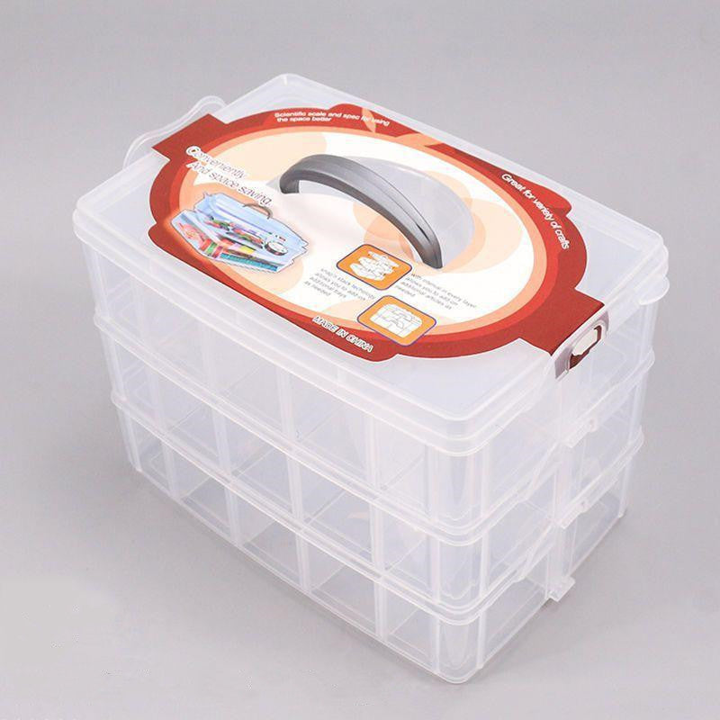 Three-layer transparent plastic storage box