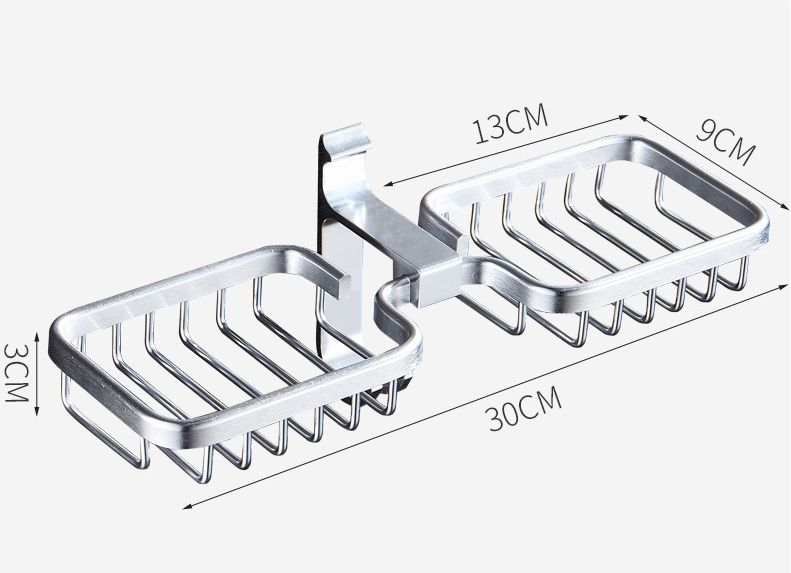 Soap Holder Double Layer Non Perforated Bathroom Drain Space Aluminum Soap Dish