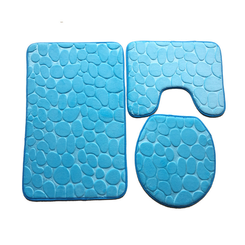 Pebble flannel embossed bathroom three-piece mat