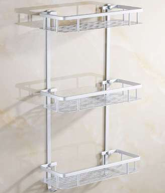 Free punching wall hanging rack bathroom space aluminum corner frame 3 layer bathroom hand washing table corner storage