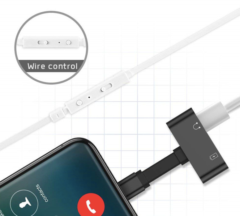 Mobile Charger & Audio Headset connection 2 in 1 Lightning Adapter