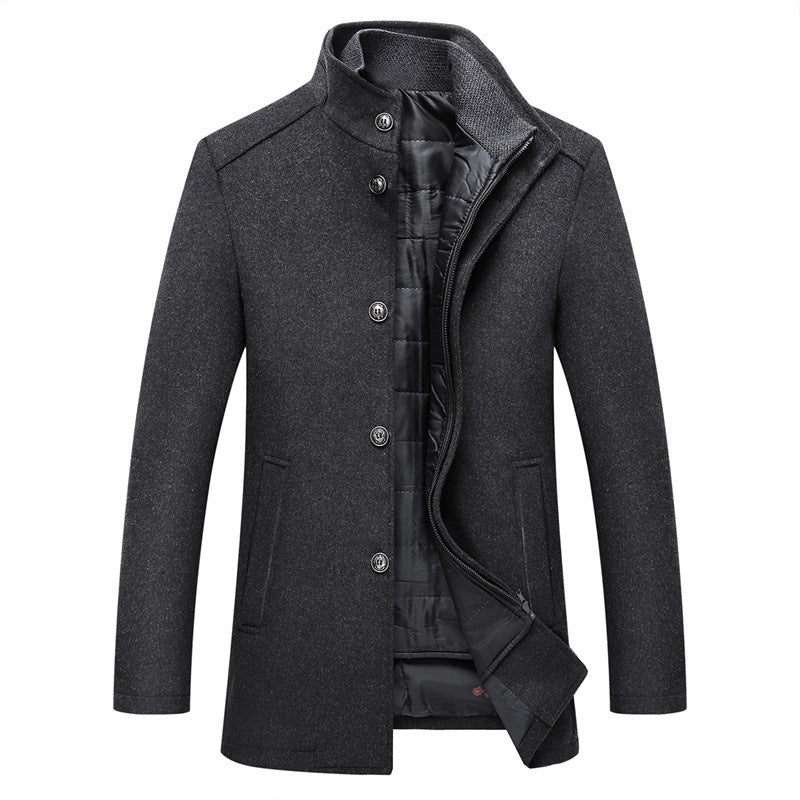 Long Men's Coats Polyester Fiber Business Gentleman look. Classic trendy fishionable look.