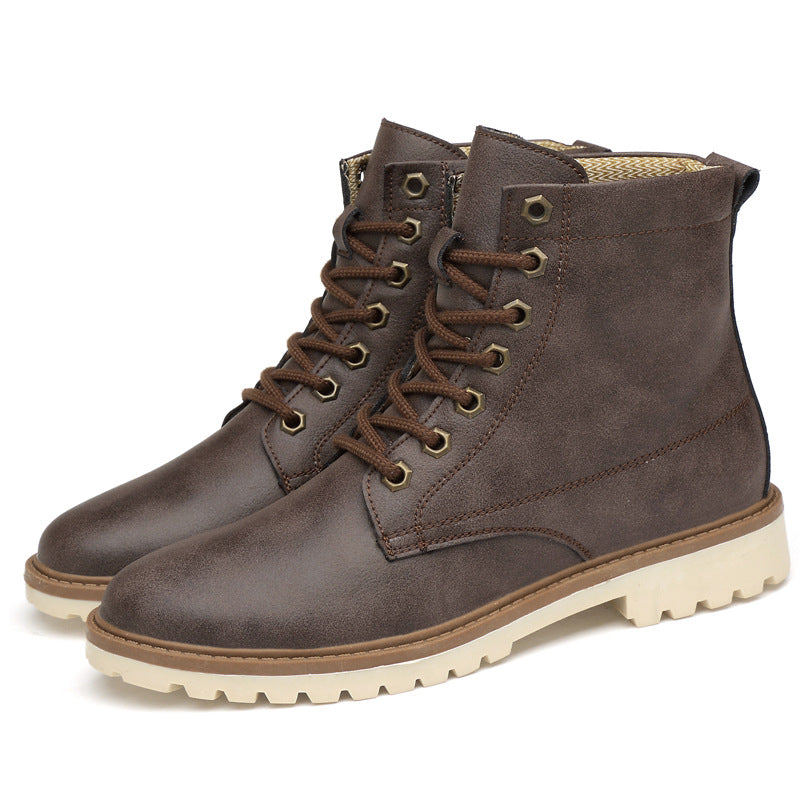 Men's leather British Martin high boots. Fashionable looking with good material.