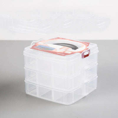 Three-layer transparent plastic storage box